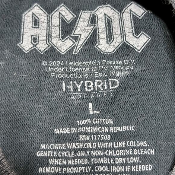 Hybrid Apparel AC/DC Faded Black Unisex Tee World Tour '77 - Size Large - Picture 5 of 5